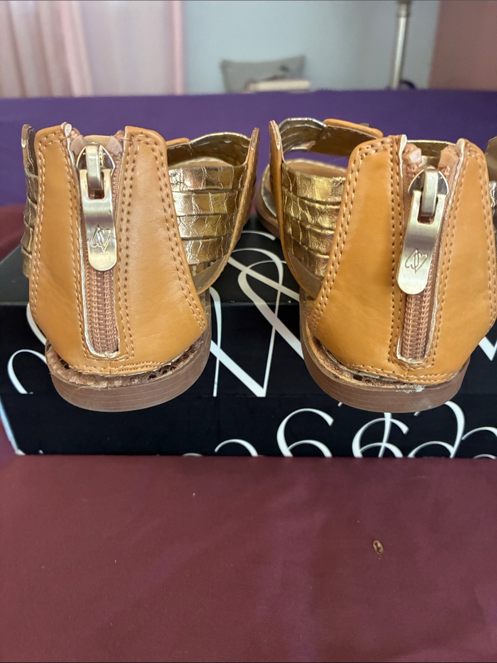 Sam & Libby Gold Studded Strappy Women's Sandals - Picture 3 of 4